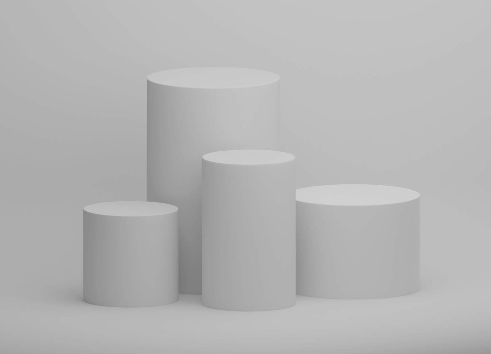 並んだ白色の円柱台3DCG画像