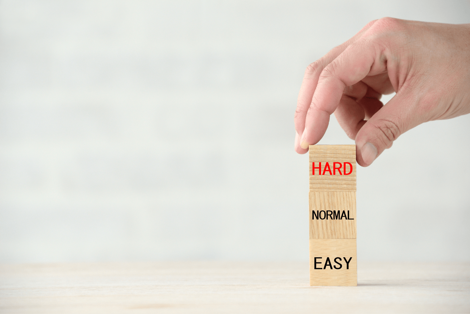 HARD、NORMAL、EASYとブロックが積まれている様子