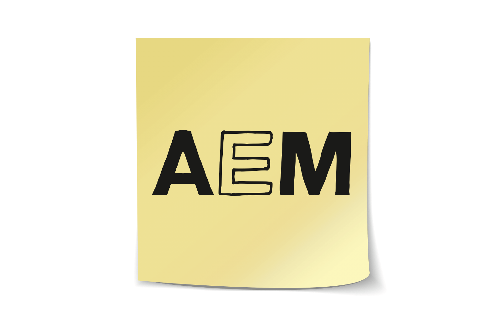 AEMという単語が付箋に書かれている
