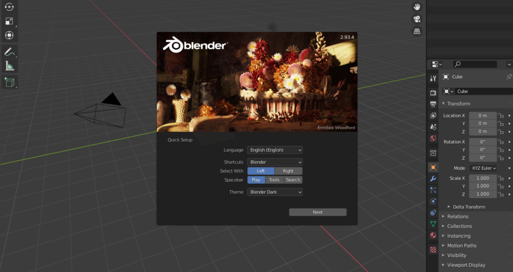 Blenderの起動画面