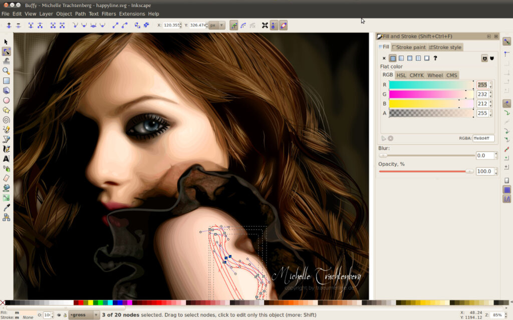 Inkscapeの図形の作成・操作画面