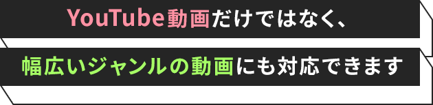 YouTube動画だけではなく、 幅広いジャンルの動画にも対応できます