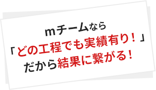 mチームなら「どの工程でも実績有り！」だから結果に繋がる！