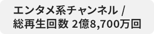 エンタメ系チャンネル / 総再生回数 2億8,700万回