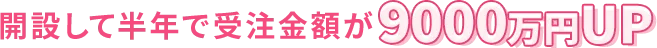 開設して半年で受注金額が9000万円UP